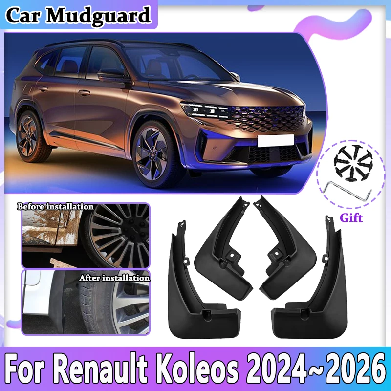

Car Accessories For Renault Koleos MK3 2024 2025 2026 Anti-splash Mudguard Splash Mud Flaps Guards Front Wheel Fender Mudflaps