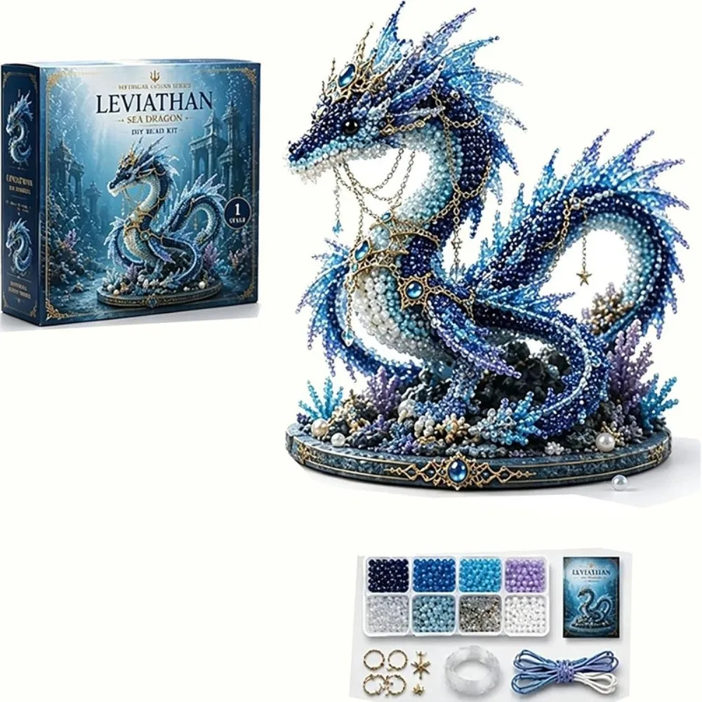 Handmade DIY Marine Organism Beaded Embroidery Kit Tiny Colorful Mythical Ocean DIY Bead Kit Mini Educational