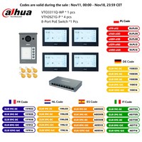 Dahua Multi-Language IP Video Intercom KIT,VTO3311Q-WP & VTH2621G-P, P2P Cloud, Door bell 1, 2, 3 ,4 buttons are adjustable