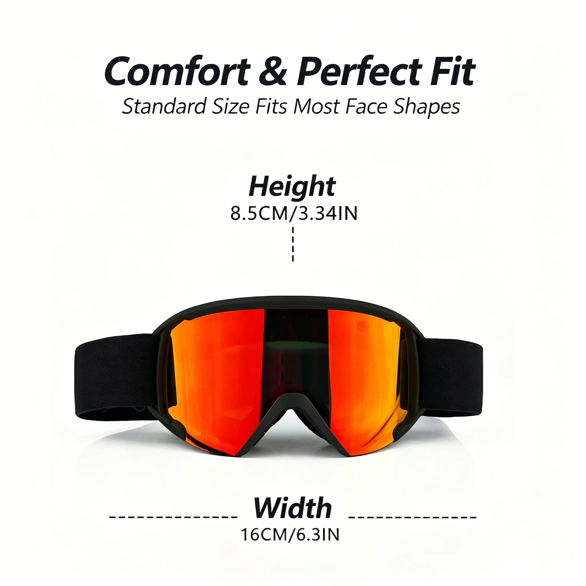 Professional Kids Ski Goggles Double-Layer Anti-Fog Fully Electroplated Wind-Dust-Proof UV400 Eyewear for Outdoor Skiing Sports