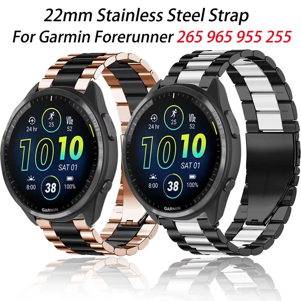 

Браслет из нержавеющей стали 22 мм, металлический ремешок для Garmin Forerunner 965 255 955 745, удобный ремешок для Garmin Venu 3/2 265 Music
