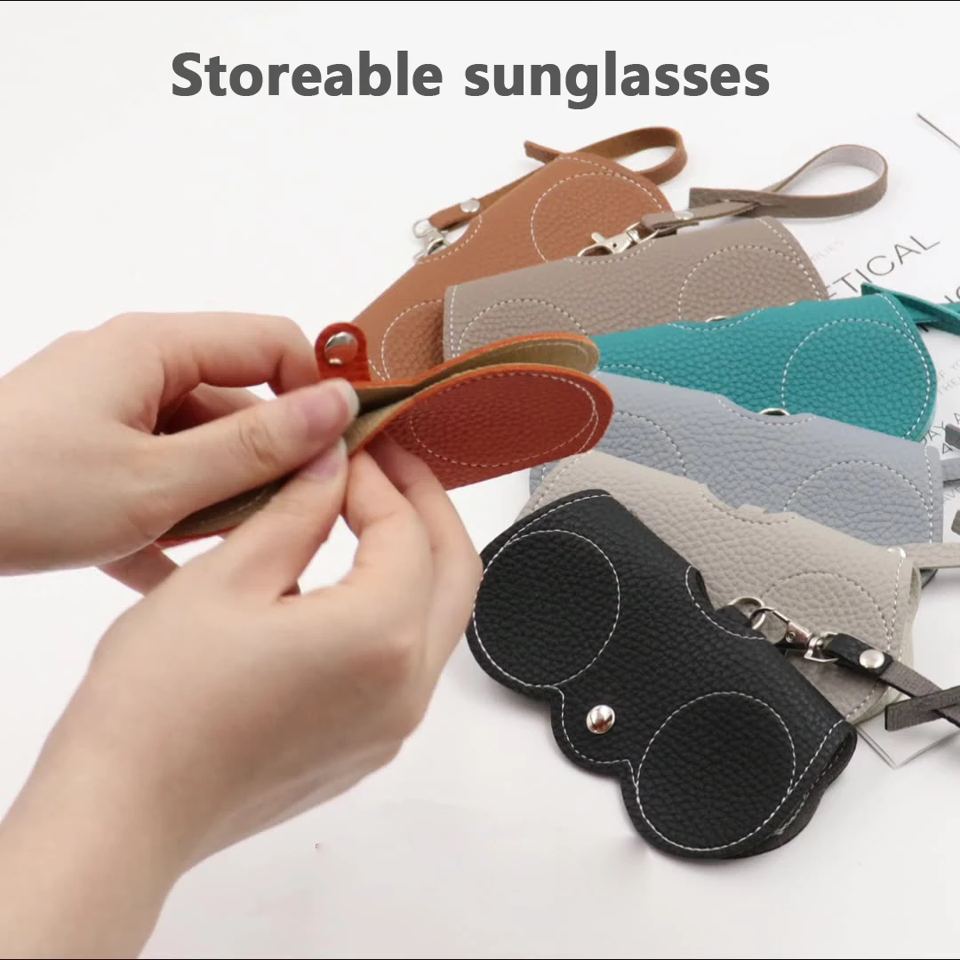 Portable Soft Leather Sunglasses Bag Anti-Compression Sunglasses Bag Hanging Glasses Bag Eyewear Case Container Storage Box