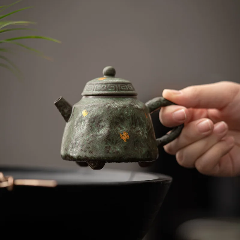 Empty Zhai Old Rock Clay Dingle Pot Bronze Glaze Teapot Kung Fu Japanese Style Tea Making Device Tea Infuser Tea Kettle