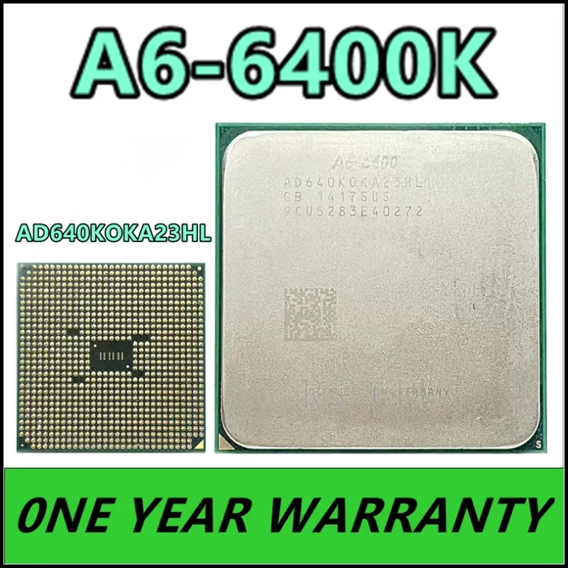 A6-6400K A6 6400 A6 6400K 3,9G Gebrauchter 65 W Dual-Core-CPU-Prozessor AD640KOKA23HL/AD640BOKA23HL Sockel FM2