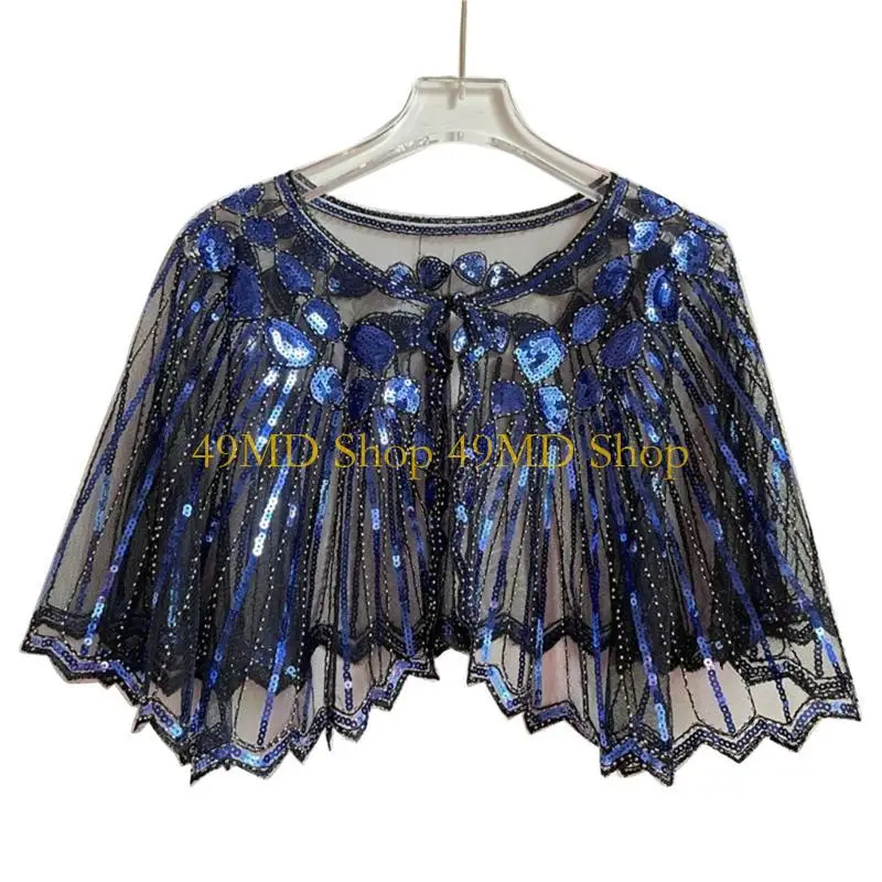 49MD Sequins Shawls Princess Wrap Shrug Scarf Handmade Dress Accessories for Women