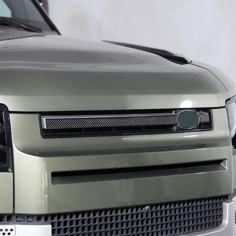 

For Land Rover Defender 90 110 130 2020-2024 Soft Carbon Fiber Car Front Grille Trim Stickers Car Accessories