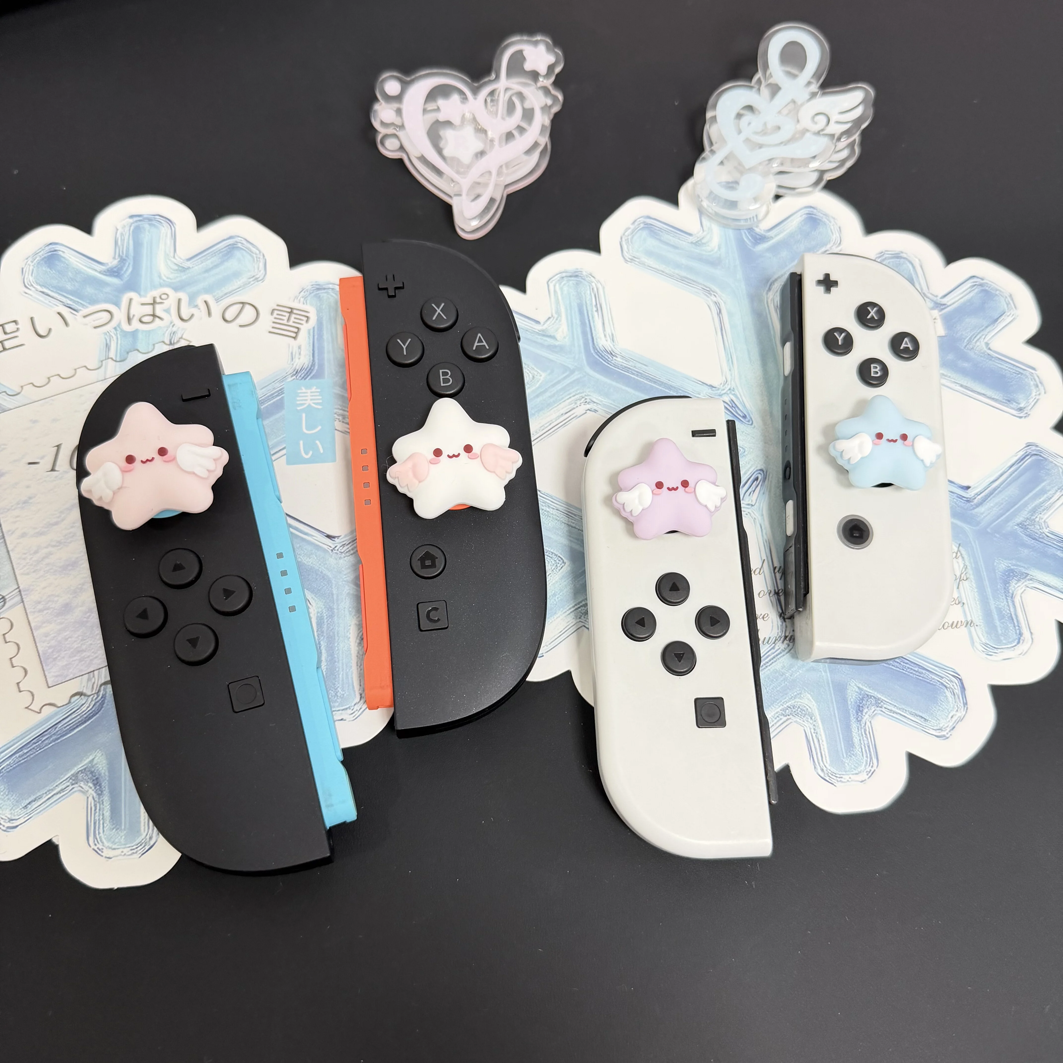 Cute Star Wing Original Design Soft Silicone Thumb Grips For Nintendo Switch OLED NS 2 PlayStation 5 Controller Joystick Caps