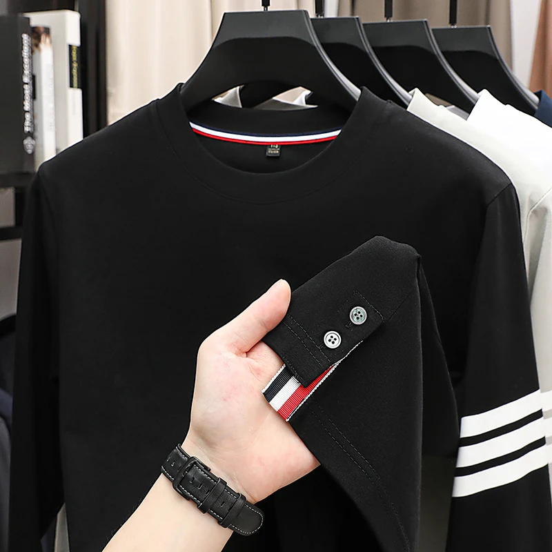 

Hot-Selling Man Long-Sleeved T-Shirt Round Neck Solid Color Versatile Spring New Long Sleeves Fashion Casual Trend Men'sClothing
