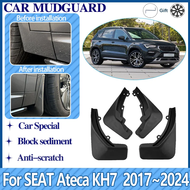 

Крылья для SEAT Ateca KH7 2017 ~ 2024, автомобильные брызговики, защита от брызг, защита от брызг, комплект брызговиков, внешние аксессуары