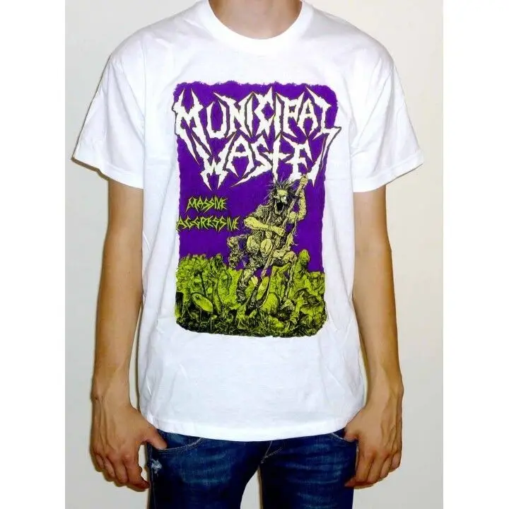 Municipal Waste Massive Aggressive White T shirt NEW OFFICIAL fatal feast