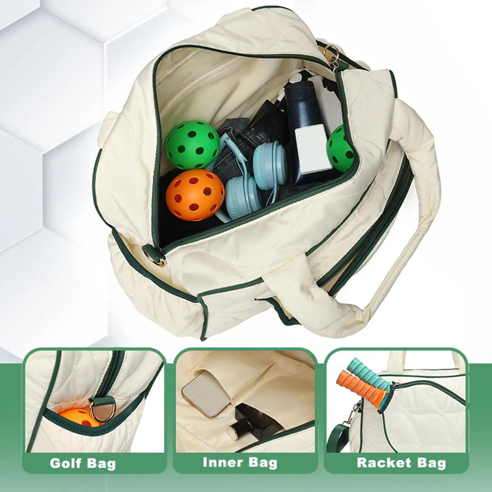 

Сумка для пиклбола, портативная сумка для переноски, сумка через плечо, большая вместительная сумка для тенниса, сумка для ракеток для пиклбола, сумка для ракеток.