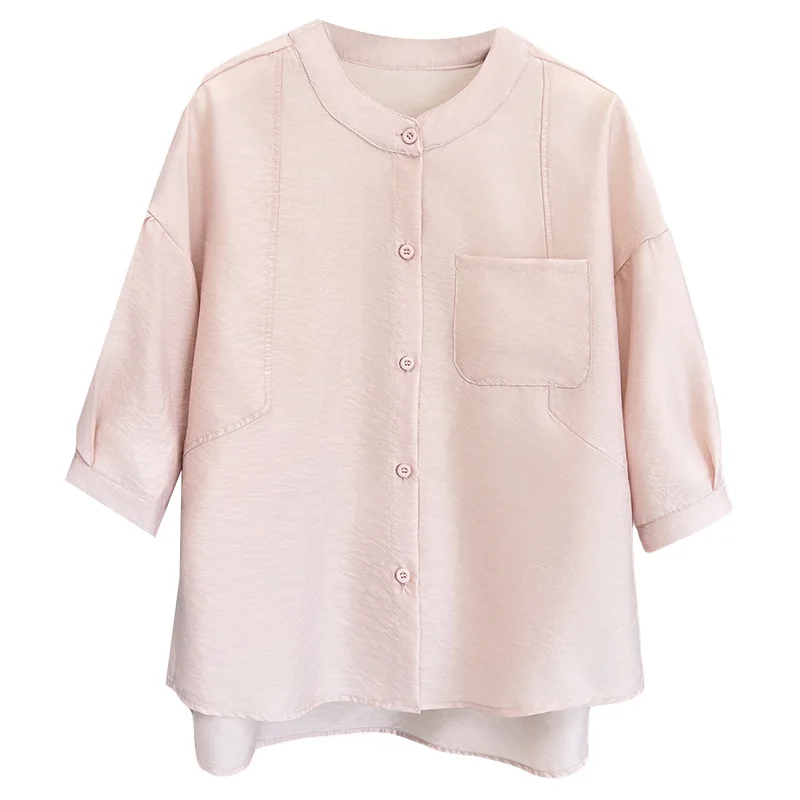 

Женские блузки больших размеров весом 100 кг, летний новый стиль, простая и свободная однотонная рубашка с рукавами-фонариками и тонкий топ 730