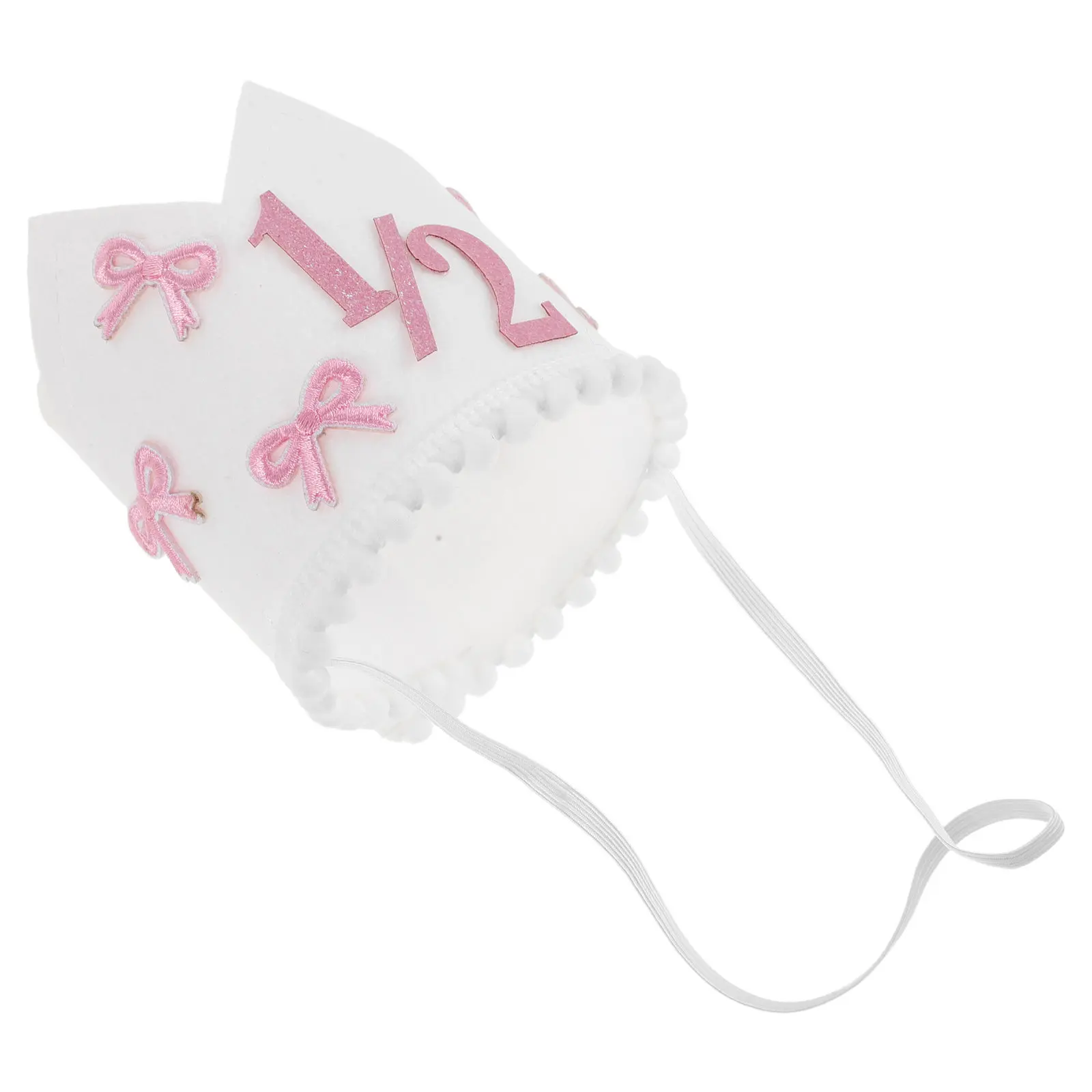 

Half Birthday Crown Baby Headband Pink Bow Glitter Hat Infant Photo Booth Props Toddler Party Hat Baby Birthday Photo Props