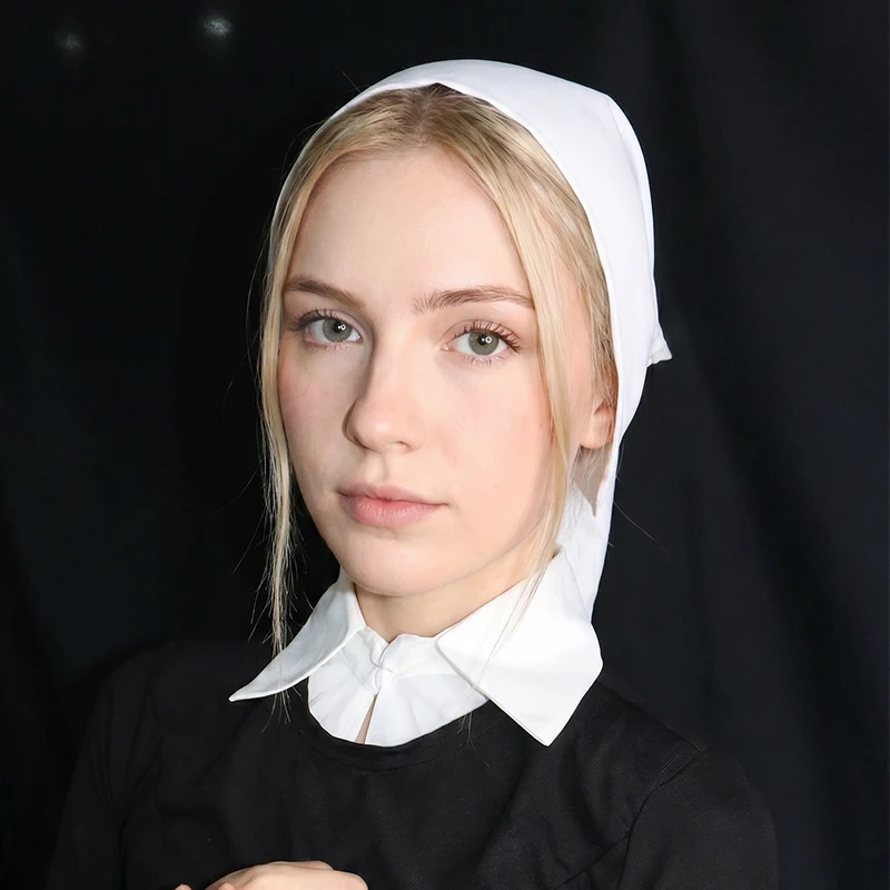 Medieval Coif Cap Women Peasant Amish Hat Headwear Girls Victorian Vintage Nun Bonnet Hat Maid Tea Party Cosplay Costume