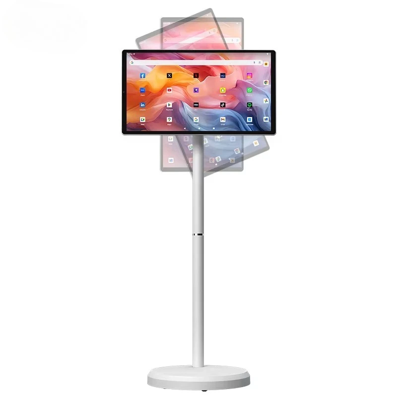 21.5 Inch Portable Smart Tv Touchscreen Android15 with Stand Rolling Advertising Screen for Home/camping/movie Time