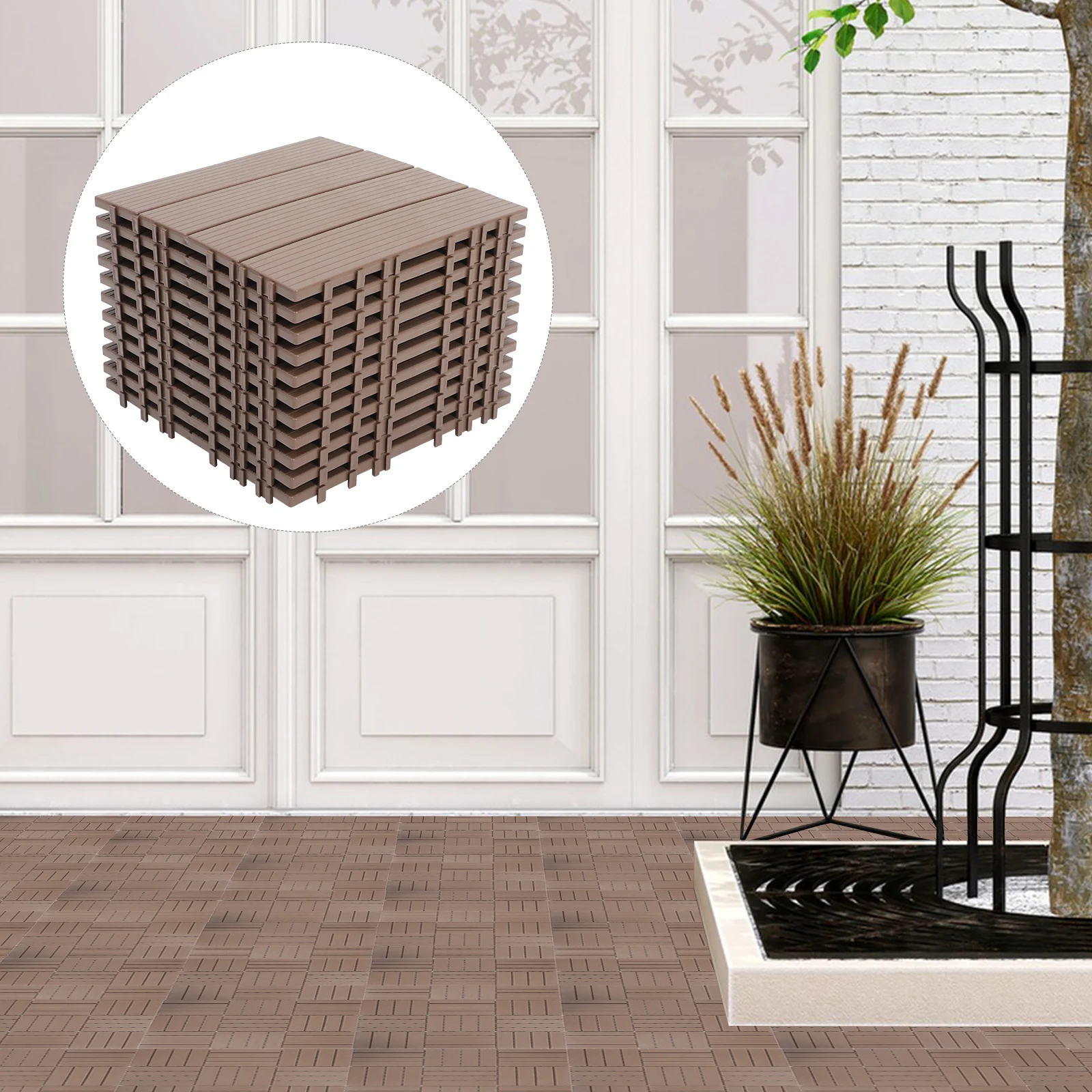 11 قطعة الخشب التقليد المتشابكة التزيين الطابق المتشابكة سطح السفينة بلاط شرفة سطح السفينة بلاط Pp الأرضيات الخارجية ديكور المنزل #2