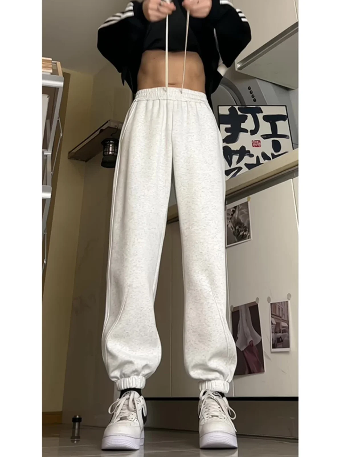 Men's High Waist Casual Pants Spring Autumn Floral ey American Sle Loose Fit Sports Trousers Youth Active Sle