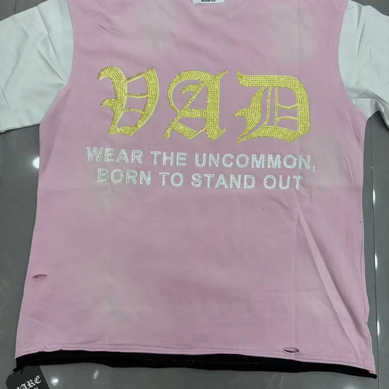 Streetwear Letter Rhinestone Cotton Short Sleeve Tshirts for Men and Women Harajuku Hip Hop Loose Shinning Diamond Tees Oversize image 5