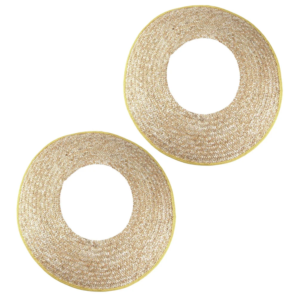 2 Pcs Straw Sun Shade Curtain Visor Hard Hat Brim Guard for Workers Hardhat Wheat Man
