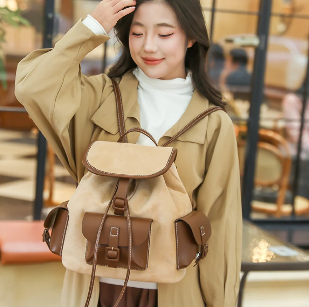 Hot Sale Women's Korean Fashion Classical Large Capacity Travel Backpacks High Quality Leather Tassels Shoulder Bags School Bag