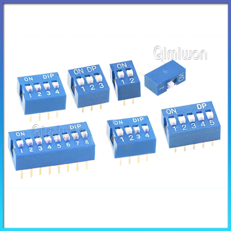 10PCS Red dip switch Blue dip switch DS-01/02/03/04/5/6/7/8/10/12 bit 2.54mm horizontal dial encoder Brand new