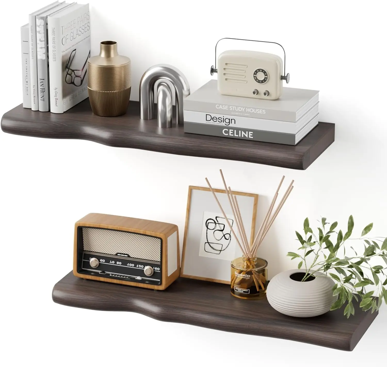 

Floating Shelves for Wall Rustic Farmhouse 24 Inch Floating Shelf Bath Wooden Shelves Wall Mt Live Edge Pine Shelf with Uniqu