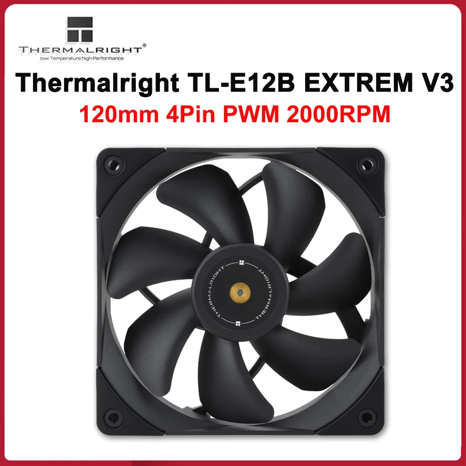 

Thermalright TL-E12B EXTREM V3 120 мм тонкий вентилятор для корпуса компьютера 4PIN PWM Высокопроизводительный 1850 об/мин Тихий вентилятор для процессора