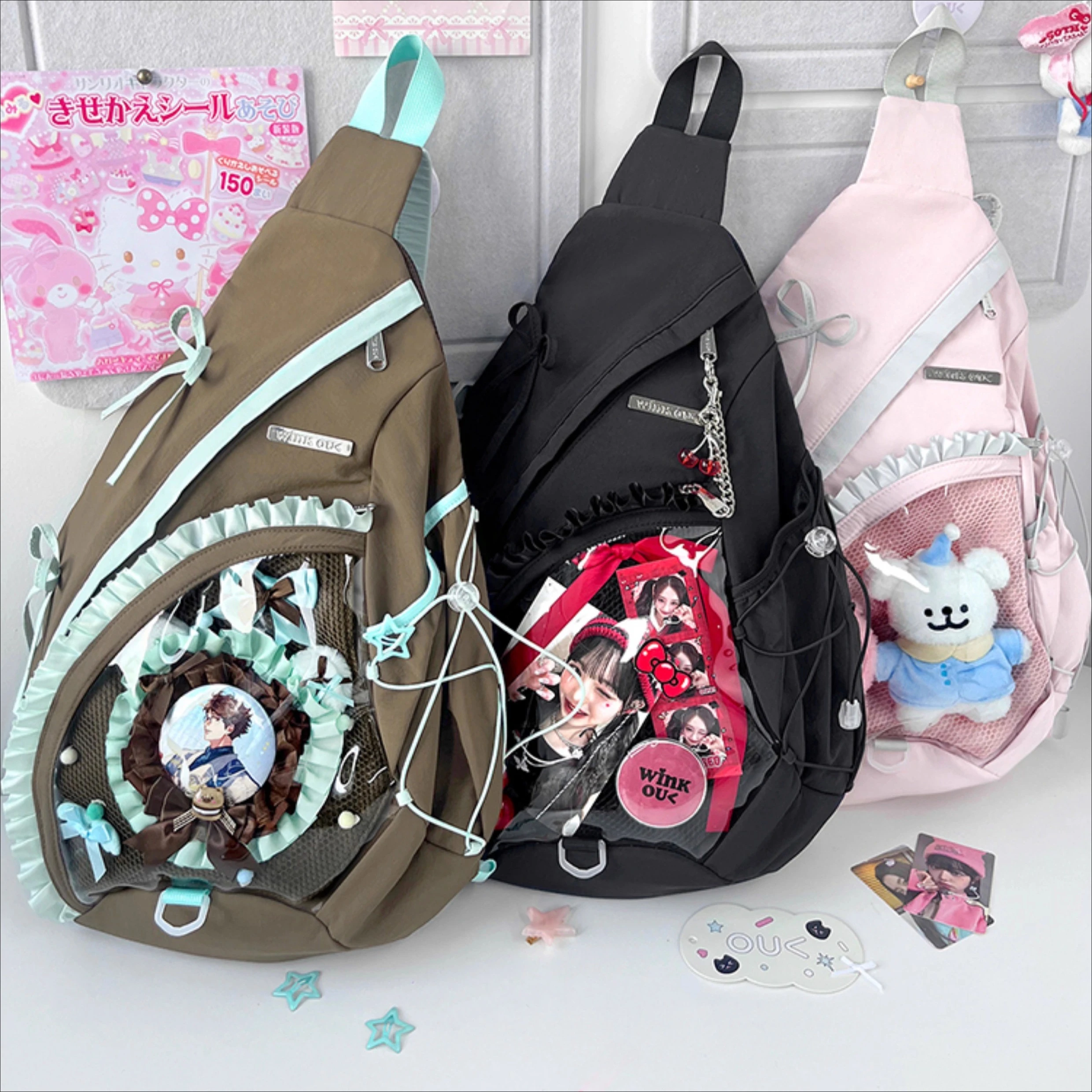 

Spliced Bow Ita School Bag Transparent Mochila High Capacity Backpack Daily Using Mochilas Original Crossbady Bags for Woman