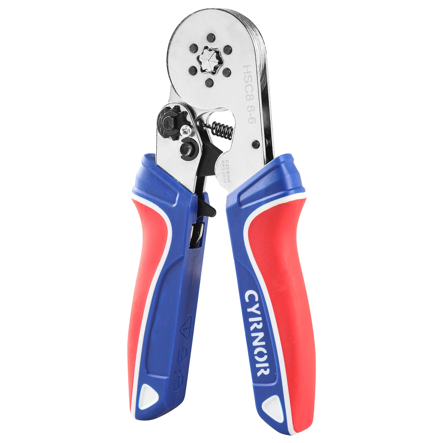 HSC8 6-4/6-6 Ferrule Crimping Tool Kit, Self-Adjustable Crimper Plier with Wire Stripper, Electrical Terminal Set Tool