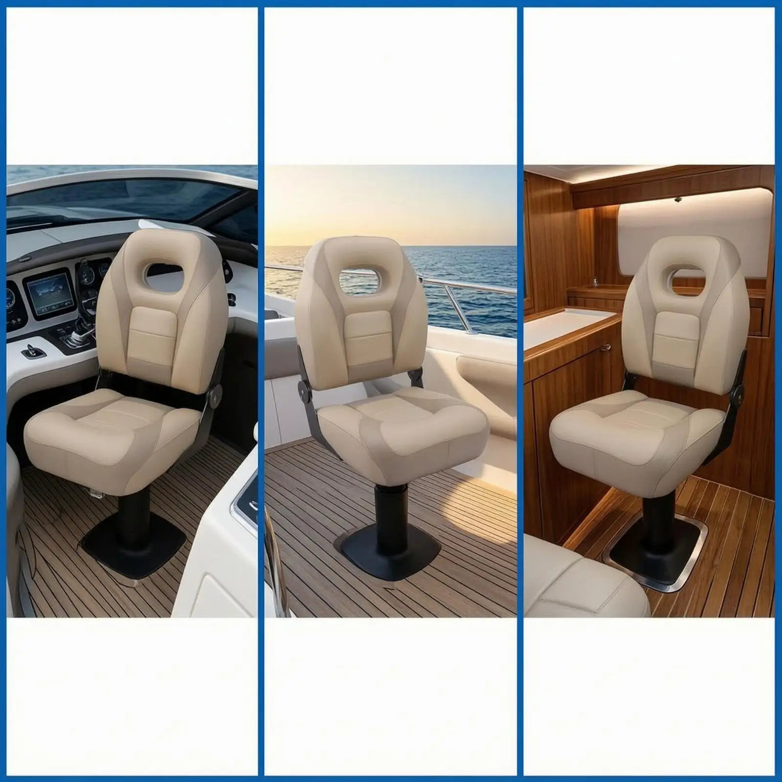 Lightweight Foldable Marine Passenger Seat PVC Cushion Boat Chair Comfortable Support for Fishing and Travel