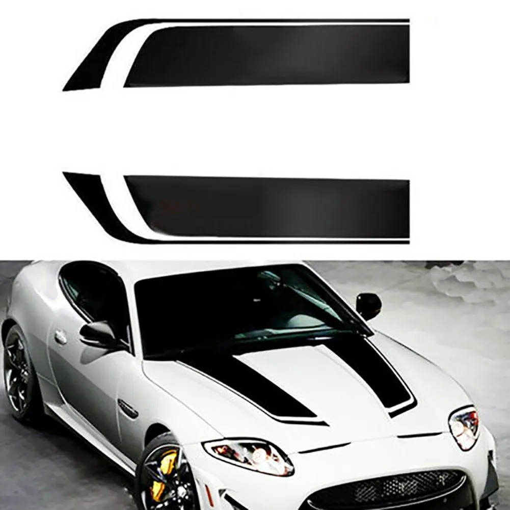 Stylish Accessories New Parts Car Sticker Adhesive Auto Black Bonnet Decal Decorative Hood Racing Set Stripe Trim