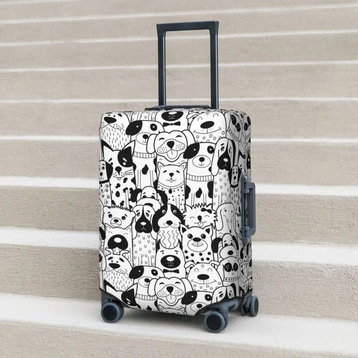 Cartoon Dog Suitcase Cover Cute Animal Funny Cruise Trip Vacation Useful Luggage Supplies Protector