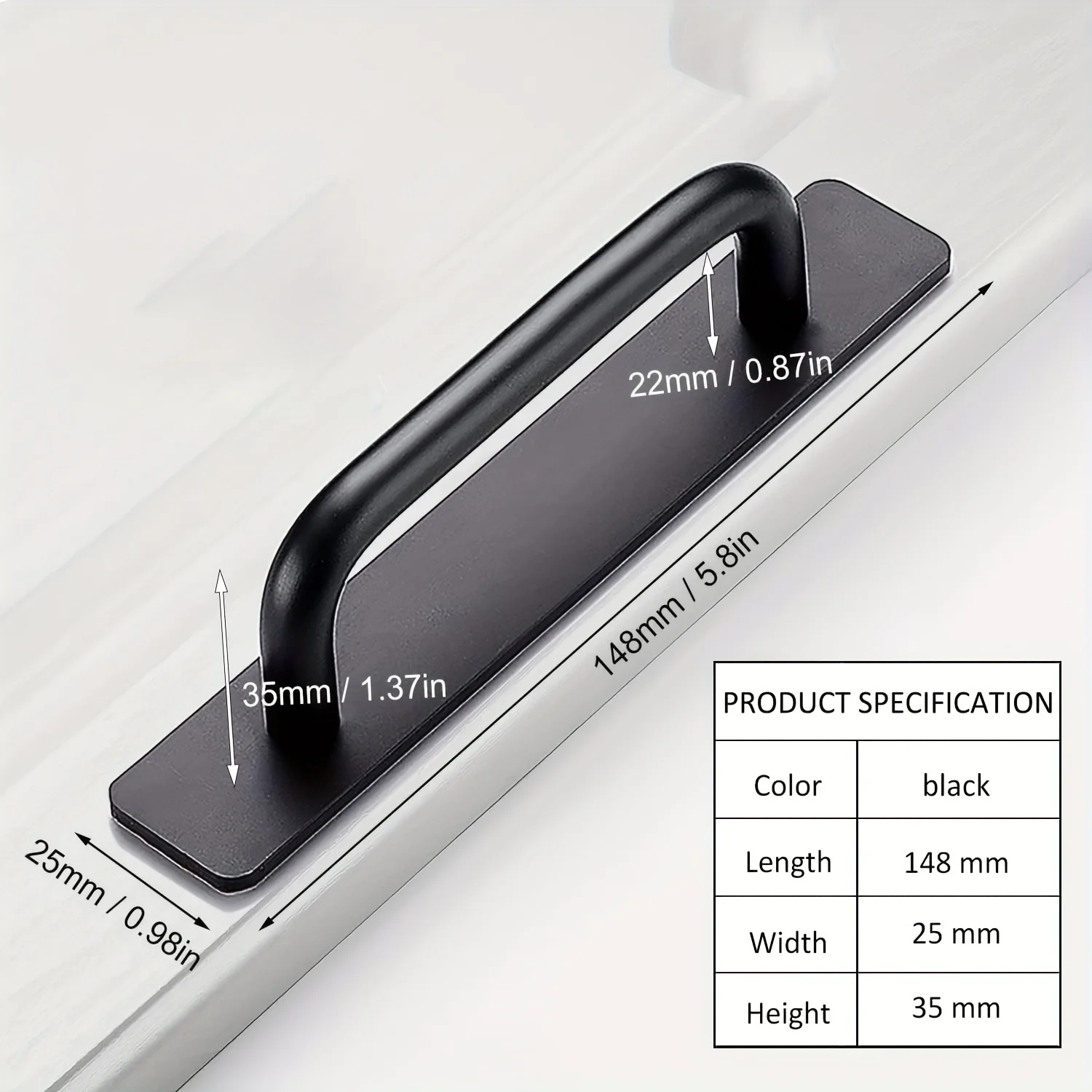 Self-Stick Instant Cabinet Drawer Handles Pulls - 5.8 inch Stainless Steel Adhesive Door Handles, No Drilling Design