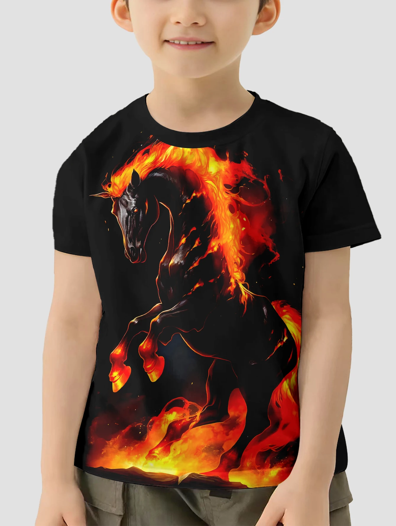 Camiseta de caballo para niños y niñas, camisa de 19 colores, ropa para niños pequeños, camiseta 3d para niños, camiseta para niños de 4 a 14 años, Coreano