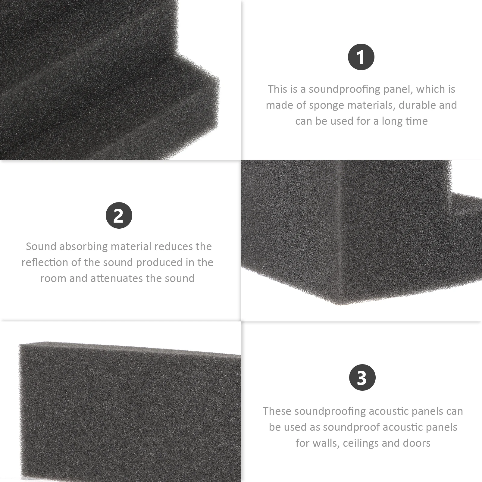 

4pcs Soundproof Acoustic Panels Wedge Sound Absorption Panels Black For Studio Noise Reduction Wall Ceiling Use