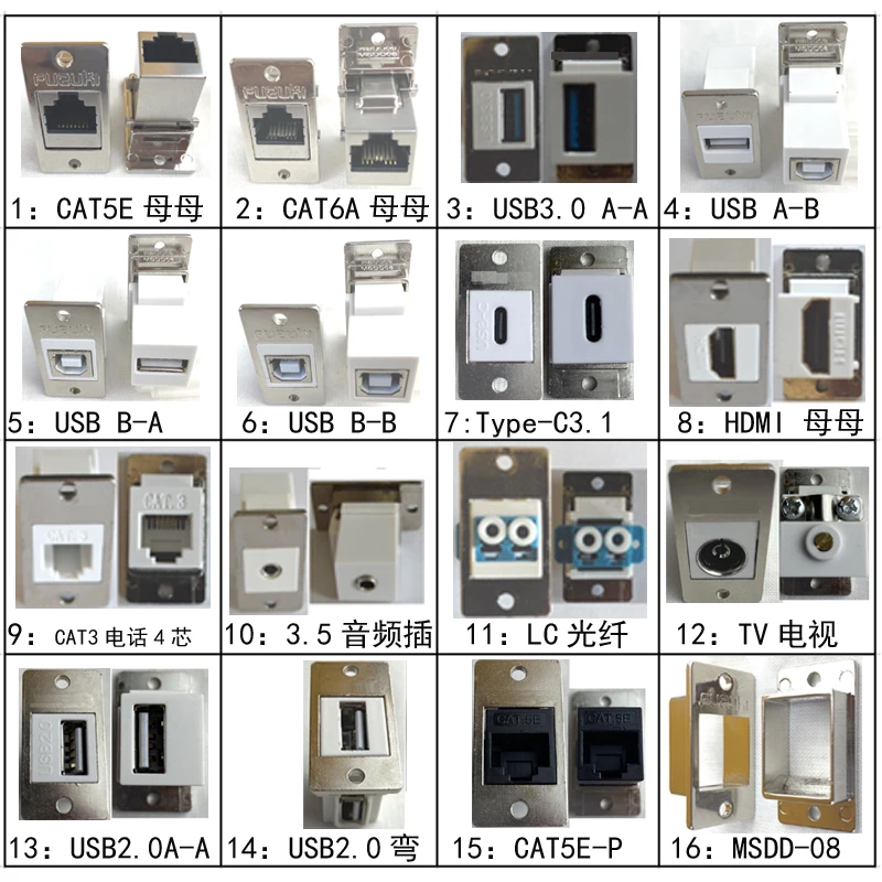 MSDD08 Network Interface Female Connector 5G Gigabit RJ45 Adapter Typec Telephone Interface Optical Fiber ECF504