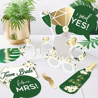 12pcs Sage Green Gold Foil Wedding Photo Booth Props Paper Photo Prop for Bridal Shower Bachelorette Party & Wedding Photography 3