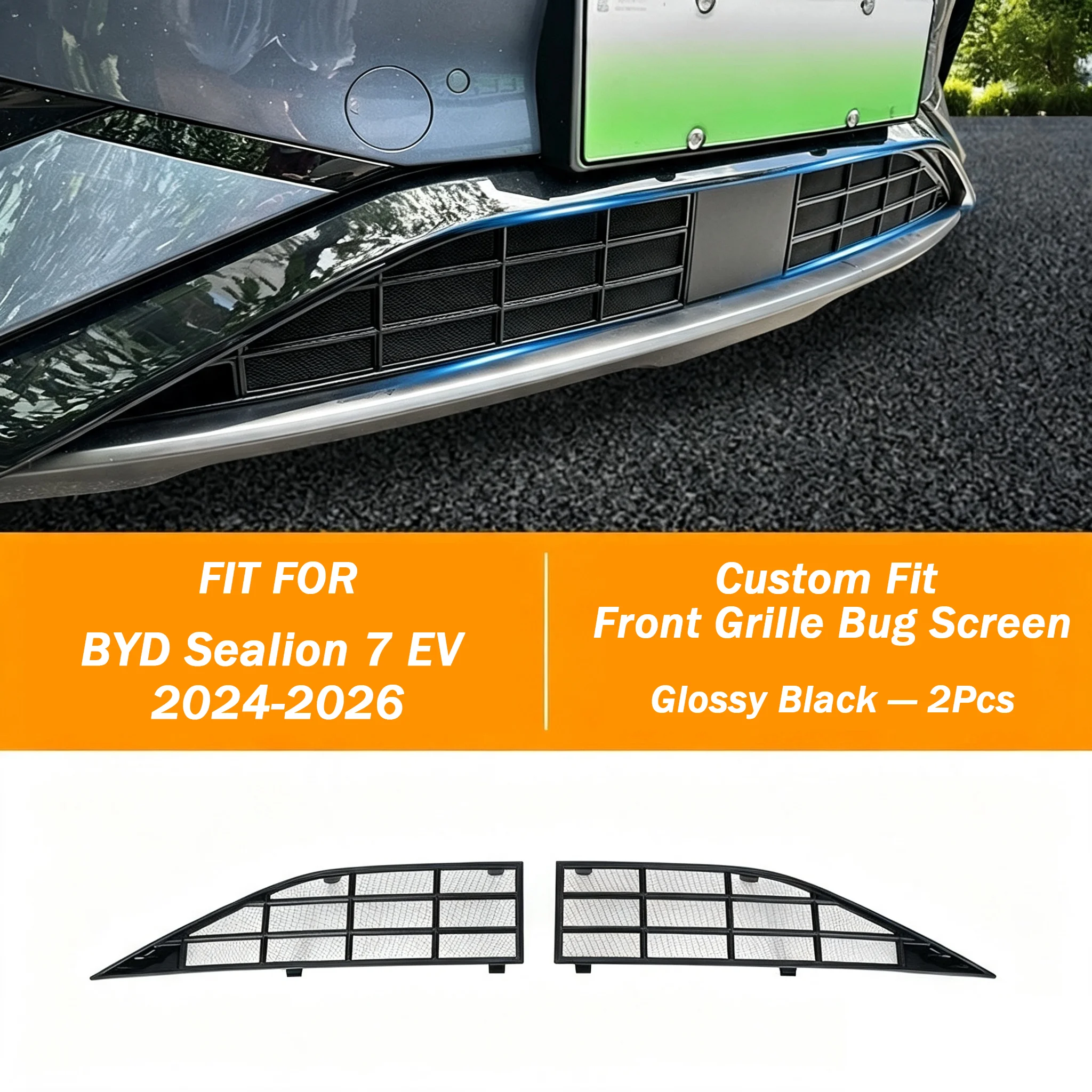 Front Grille Bug Screen For BYD Sealion 7 EV 2024-2026 No Drill Easy Install Insect Mesh Protector Car Exterior Accessory