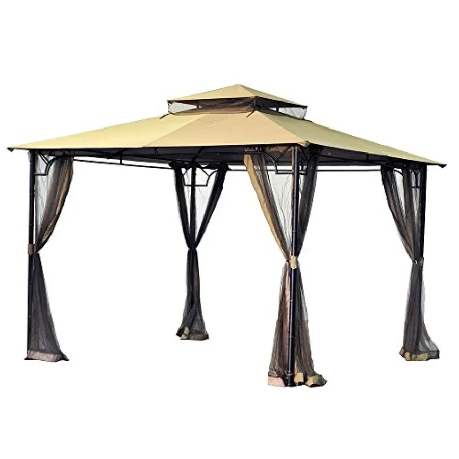 Replacement Canopy Top Cover for Bamboo Look L-GZ136PST-8, L-GZ136PST-8B, A111009400 Gazebo - Riplock 350 - Beige