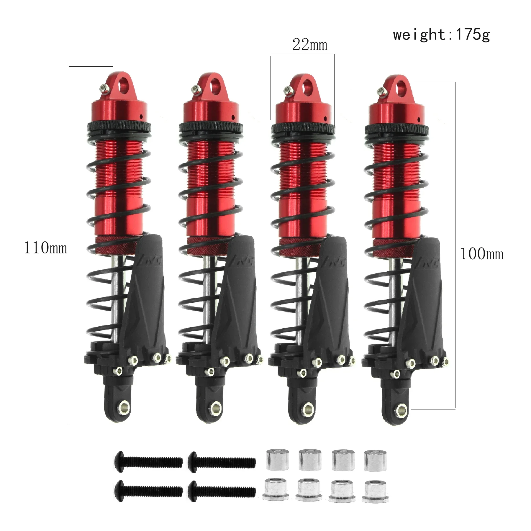 4 sztuki 90/100/110/120mm amortyzator oleju metalowego do 1/10 gąsienica RC oś samochodu SCX10 TRAXXAS TRX4 Redcat Gen8 części zamienne