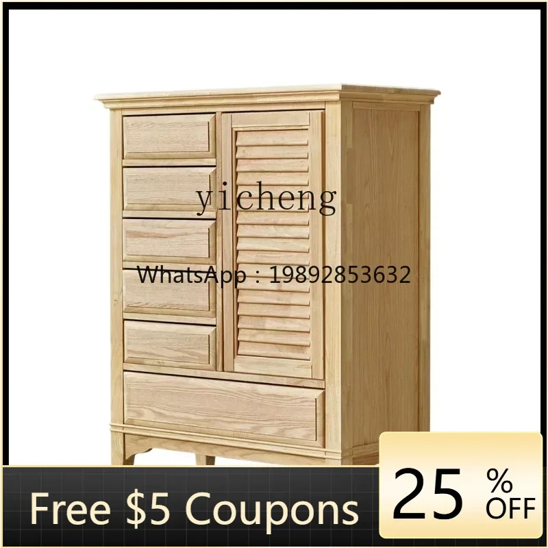 

TQH rural solid wood chest TV side cabinet wine cabinet living room white entrance storage partition dining side cabinet
