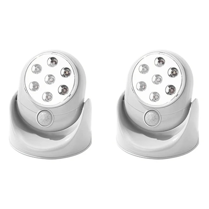 ABRB-2X 7 LED Draadloos 360 graden rotatie Bewegingsgeactiveerde sensor Ultra helder nachtlampje Automatische infrarood wandlamp