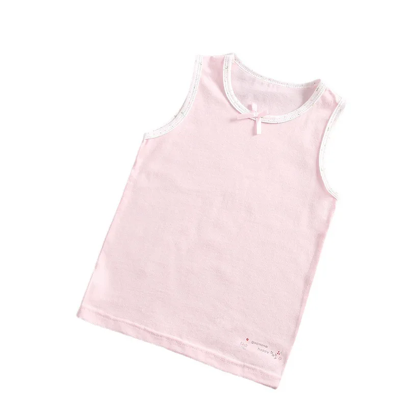3 teile/los Mädchen Singlet Unterwäsche Tank Nette Design Unterhemden Baumwolle Tank Bogen Tops für Baby Mädchen Größe 100-150 atmungsaktive Tops – Detail 10