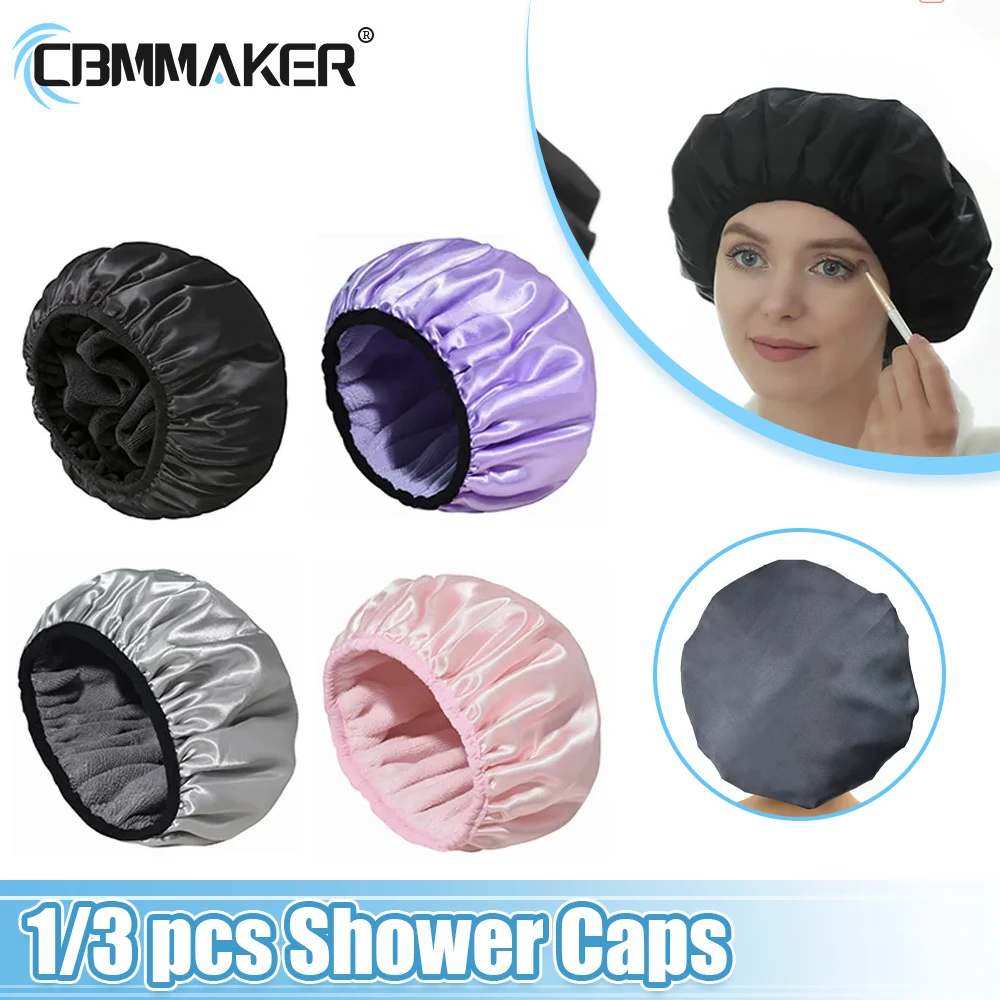 Triple Layer Large Shower Cap Reusable Bath Caps Long Thick Hair Waterproof Washable Soft Bathing Caps for Women Men Hair Care