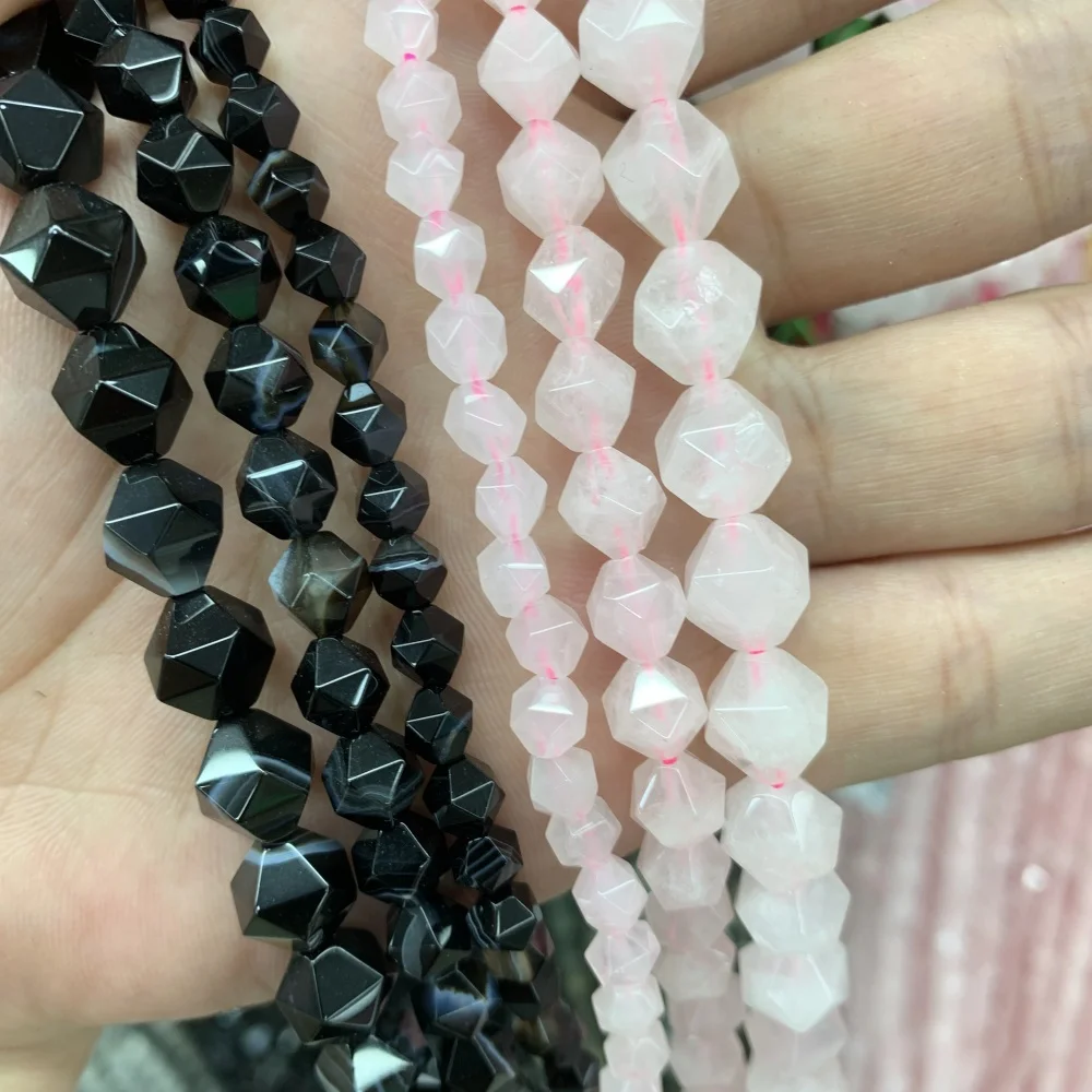 

Natural Stone Agate Crystal Jasper 6 8 10 mm Faceted Loose Beads for Jewelry Making DIY Bracelet Necklace 15" Strand