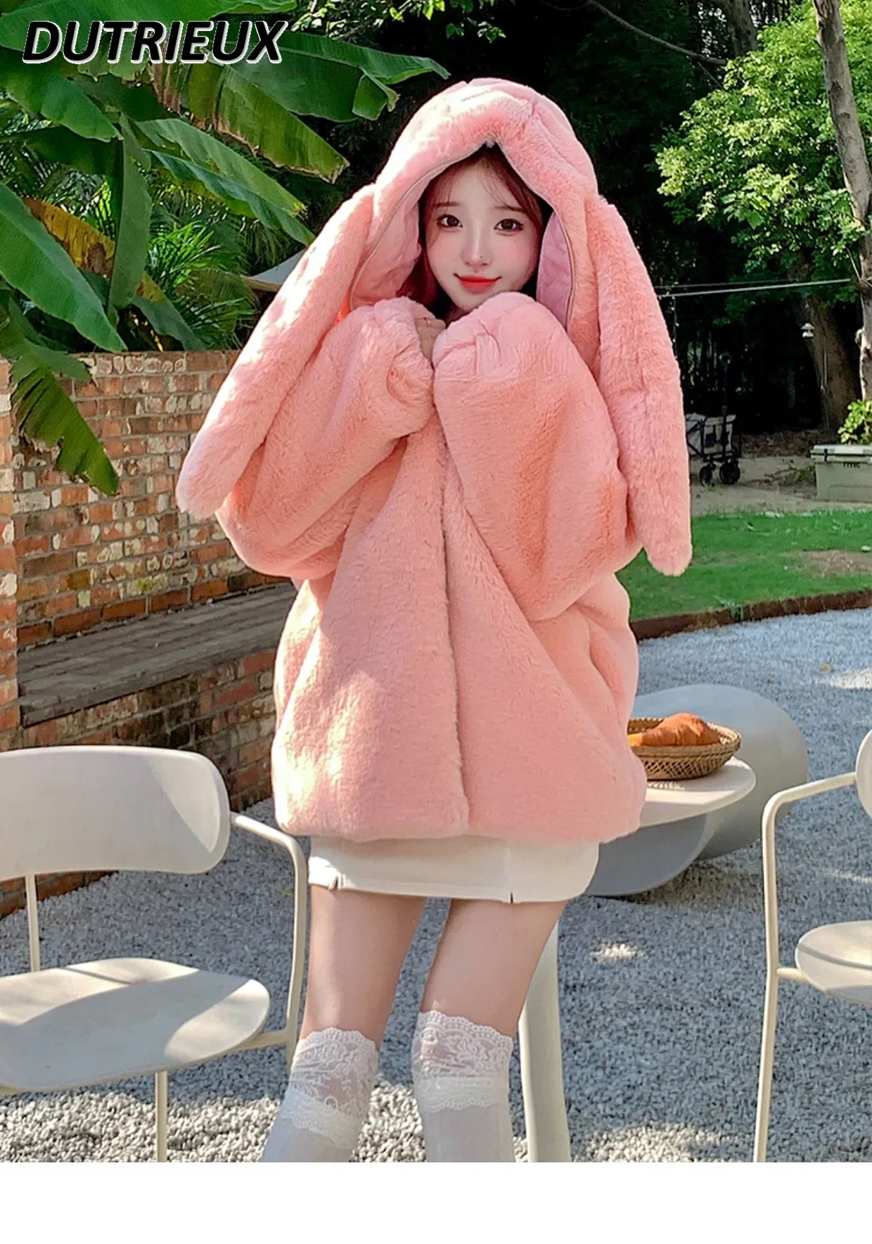 

Imitation Rabbit Fur Plush Jacket 2024 Autumn and Winter Women's Warm Coats Thickened Sweet Cute Zipper Jackets for Lady