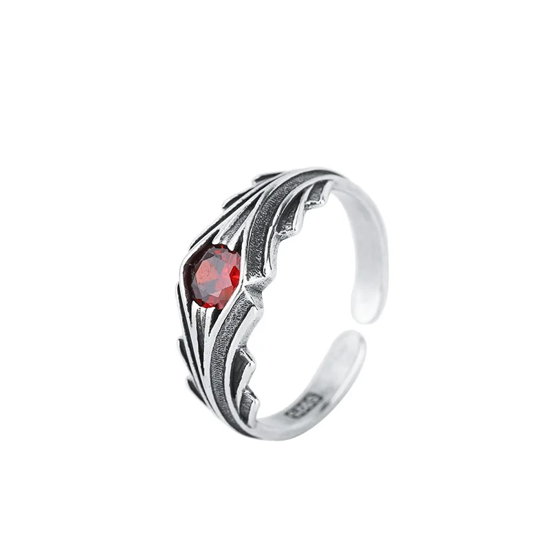 Anillo tailandés de Plata de Ley 925 con circonita roja para mujer, joyería fina de lujo para boda, accesorios al por mayor, joyería