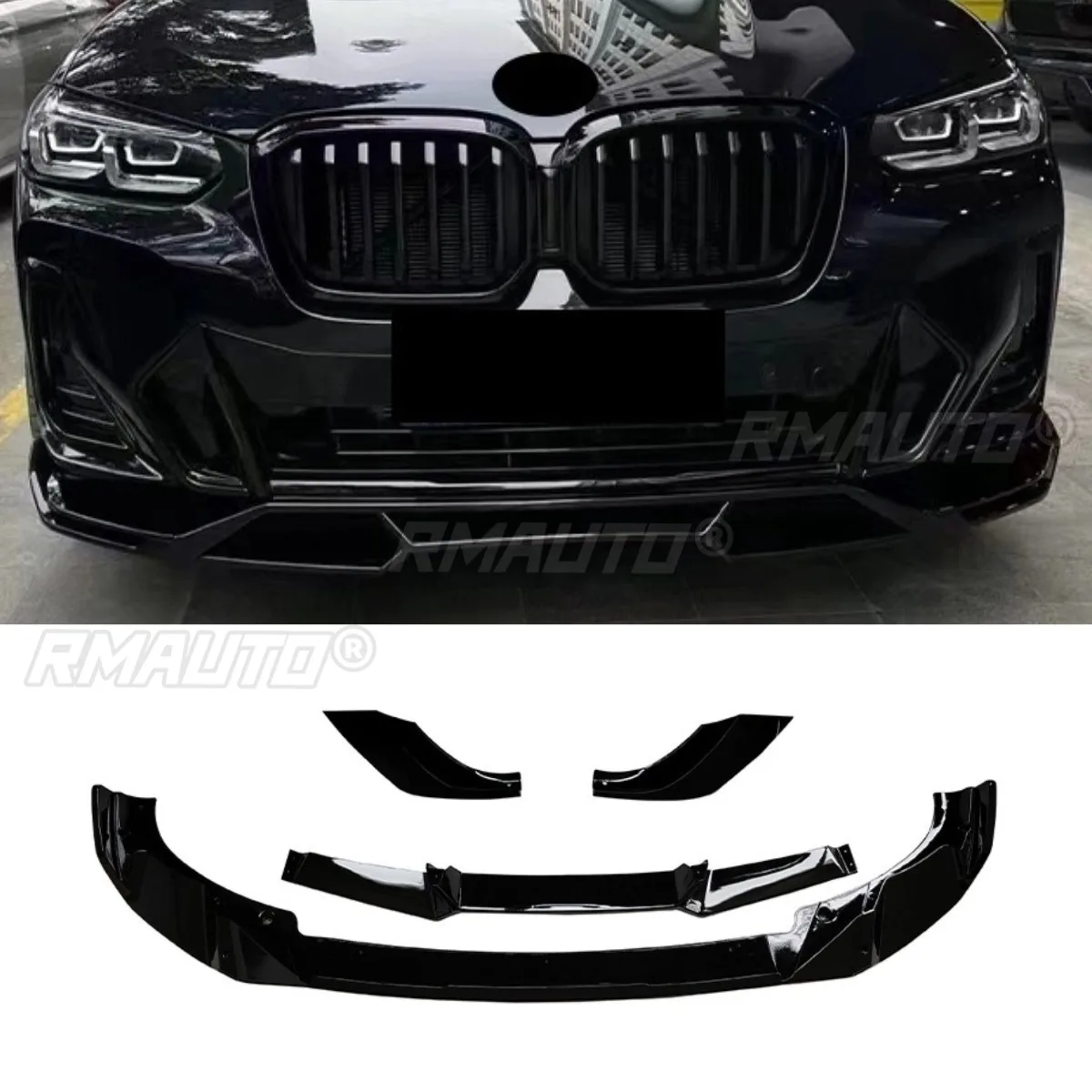 

Car Front Bumper Lip Diffuser Spoiler Glossy Black Modification Part For BMW X3 X4 IX3 G01 G02 G08 2023+ Car Accessories