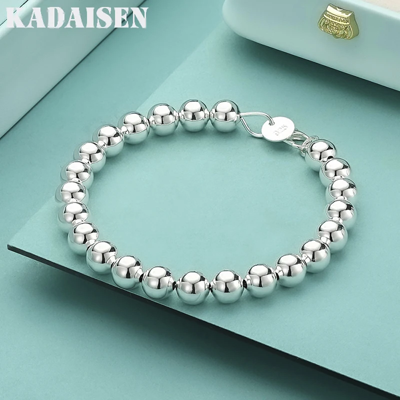 925 Sterling Silver Bracelet 6/8/10MM Glossy Bead Bracelet For Woman Charm Jewelry Gift