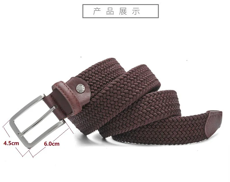 2024 Männer Gürtel elastisch gewebt 3,3 cm breit blau schwarz braun Luxus Geschenk Mädchen passend Jeans Accessoires 90cm-135cm – Detail 5